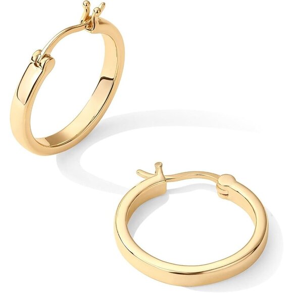 14K Gold Plated Post Lightweight 20mm Hypoallergic Hoops Earrings for Women - Picture 3 of 6